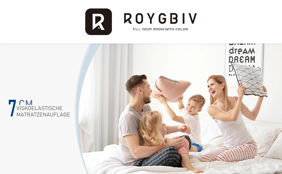 ROYGBIV topper mattress topper with H2/H3 hardness, gel topper for comfort and pressure relief, bed topper 7 cm height, 180*200