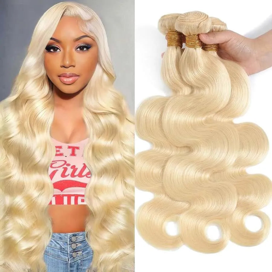 Smilegirl 12A Raw Virgin Human Hair 613 Blonde Bundles Body Wave Premium Double Weft Hair Extensions 10-30 Inch 1 3 4 Bundles for Women