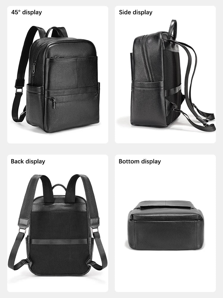 Zency Genuine Leather Backpack Bag Simple Casual Large Capacity Women's Knapsack Travel Outdoor Female Rucksack Unisex Mochilas