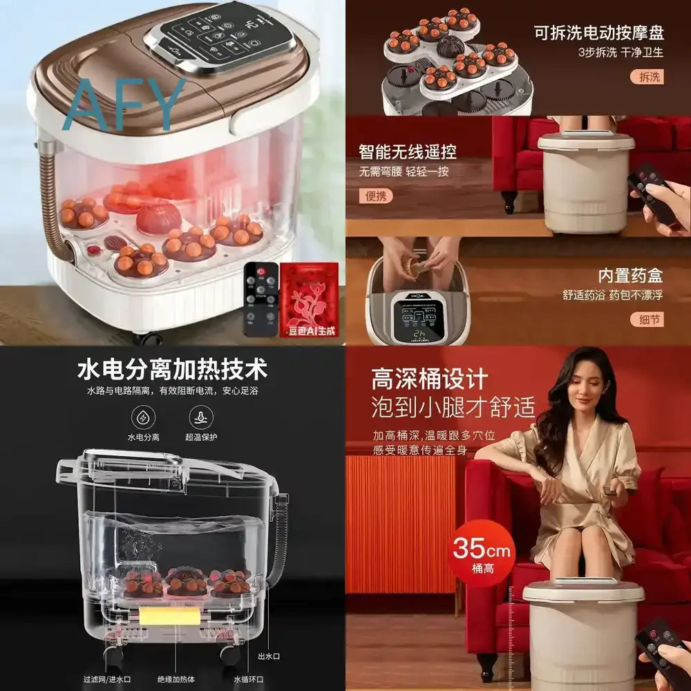 Portable Electric Foot Bath Bucket with Heating Constant Temperature and Automatic Massage for Home Use for Foot Spa Machine
