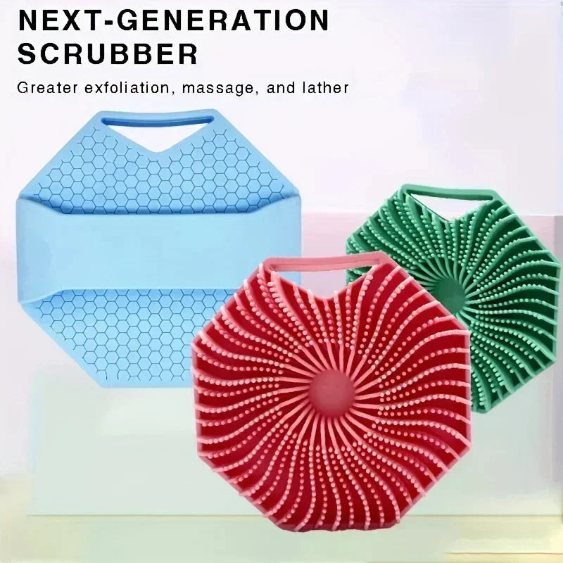 Silicone Body Brush for Showering Foam Shower Exfoliating Bath Massage Brushes Polygonal Handheld Body Scrubber Skin Cleaning
