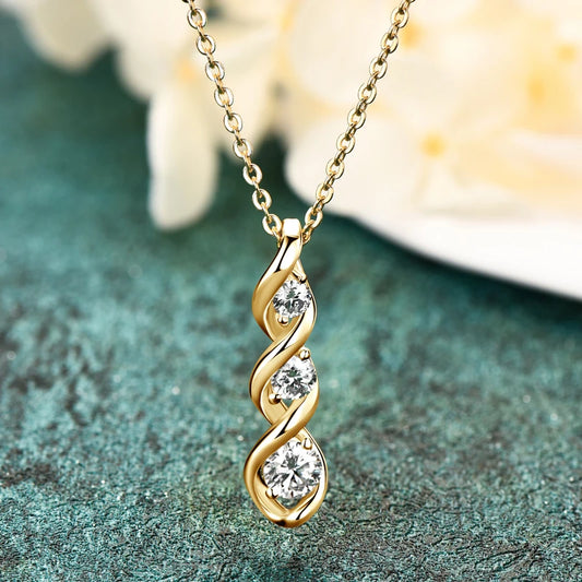 3 Stone Infinity Pendant Necklace for Women 925 Sterling Silver D0.70CT D Moissanite Necklace 2024 New Trend Jewelry Certificate