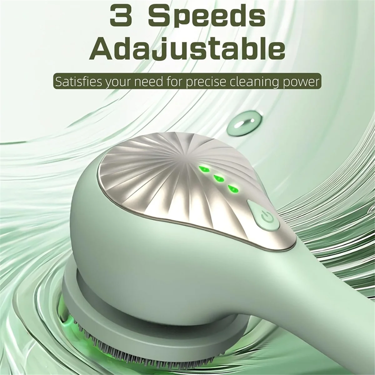 CKRE-Electric Body Brush Automatic Bath Brush USB Rechargeable Rotating Brush Waterproof Extended Handle Forall Skin Types Green