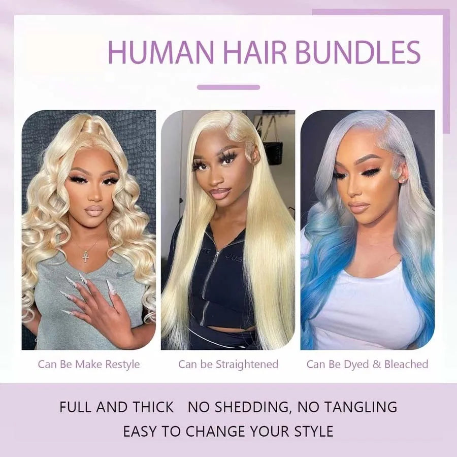 Smilegirl 12A Raw Virgin Human Hair 613 Blonde Bundles Body Wave Premium Double Weft Hair Extensions 10-30 Inch 1 3 4 Bundles for Women