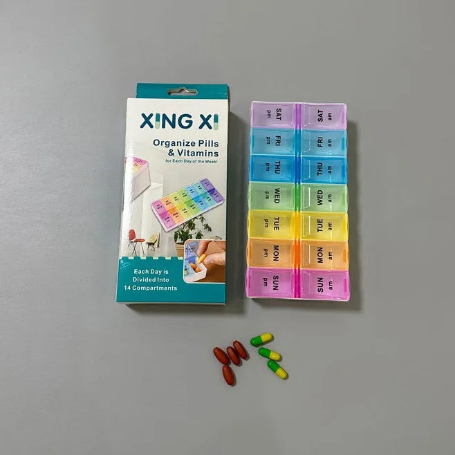 Weekly Portable Travel Pill Cases Box 7 Days Organizer 14 Grids Pills Container Storage Tablets Drug Vitamins Medicine Fish Oils