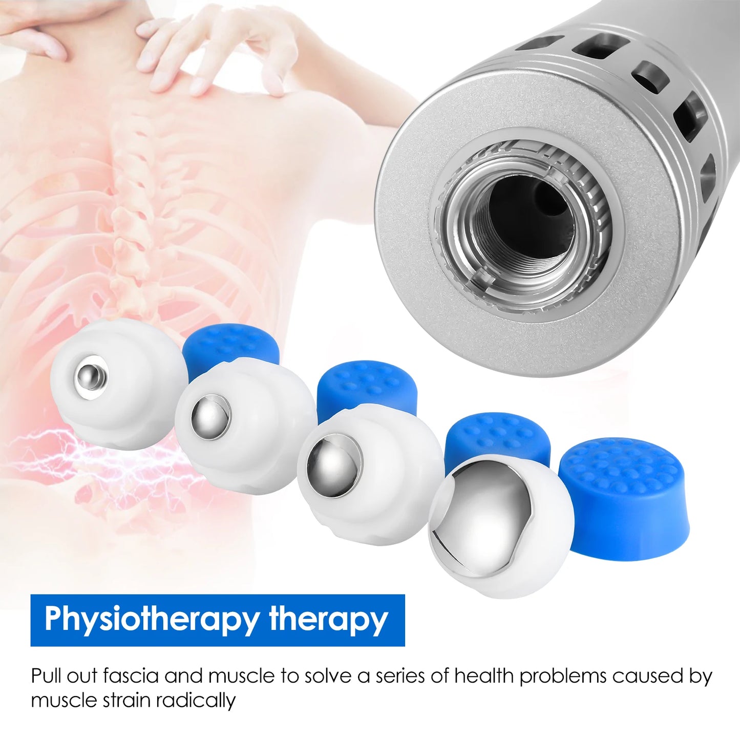 Shockwave Therapy Machine With 7 Heads ED Treatment Pain Relief Lattice Shock Wave Physiotherapy Tool 220V EU