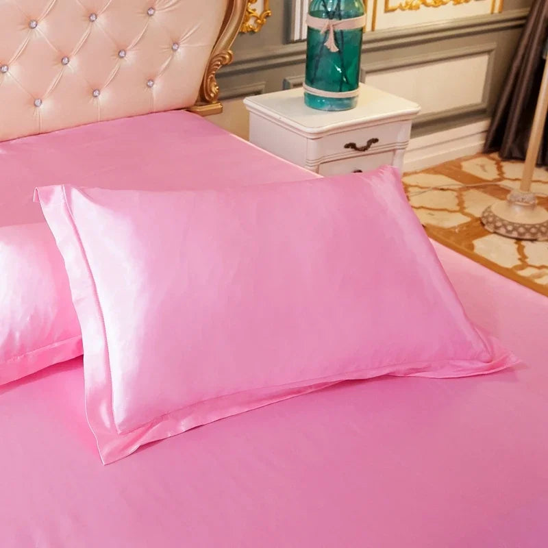 Luxury Silky Smooth Satin Pillowcase Solid Color Envelope Pillow Case Bedding Bedroom Sleep Pillowcover 48x74