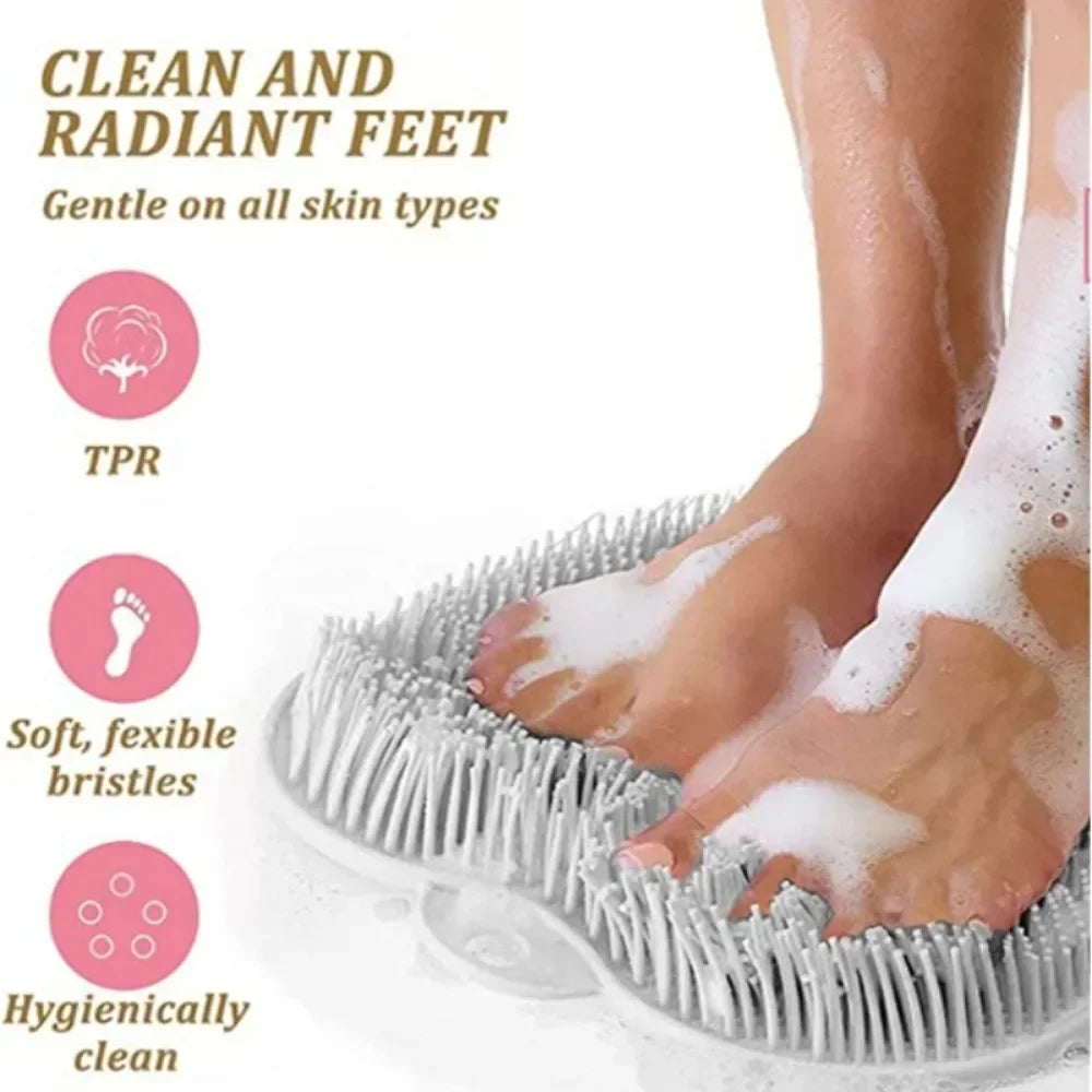 Silicone Rub Back Brush Bathroom Non-slip Wash Foot Pad Massage Shower Mat with Sucker Bath Massage Foot Exfoliating Brush Pad