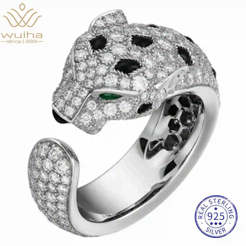 WUIHA Vintage 100% 925 Sterling Silver Lab Sapphire High Carbon Diamonds Gemstone Wedding Band Engagement Ring Fine Jewelry