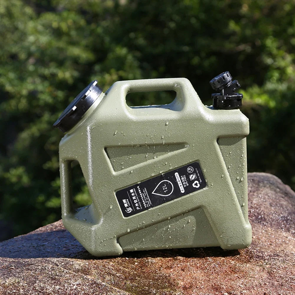 12L Camping Water Container Outdoor Water Bucket Large Capacity Portable Water Bag Detachable Faucet Picnic Drive Water Tank