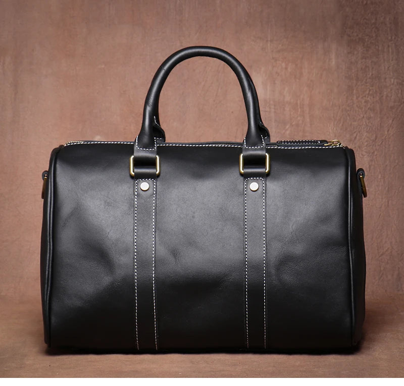 GURO Retro Higher Quality Cowhide Travel Bags  Men's Genuine Leather Handbag Women Luxury Weekend Fitness Bag Short Trip Luggage