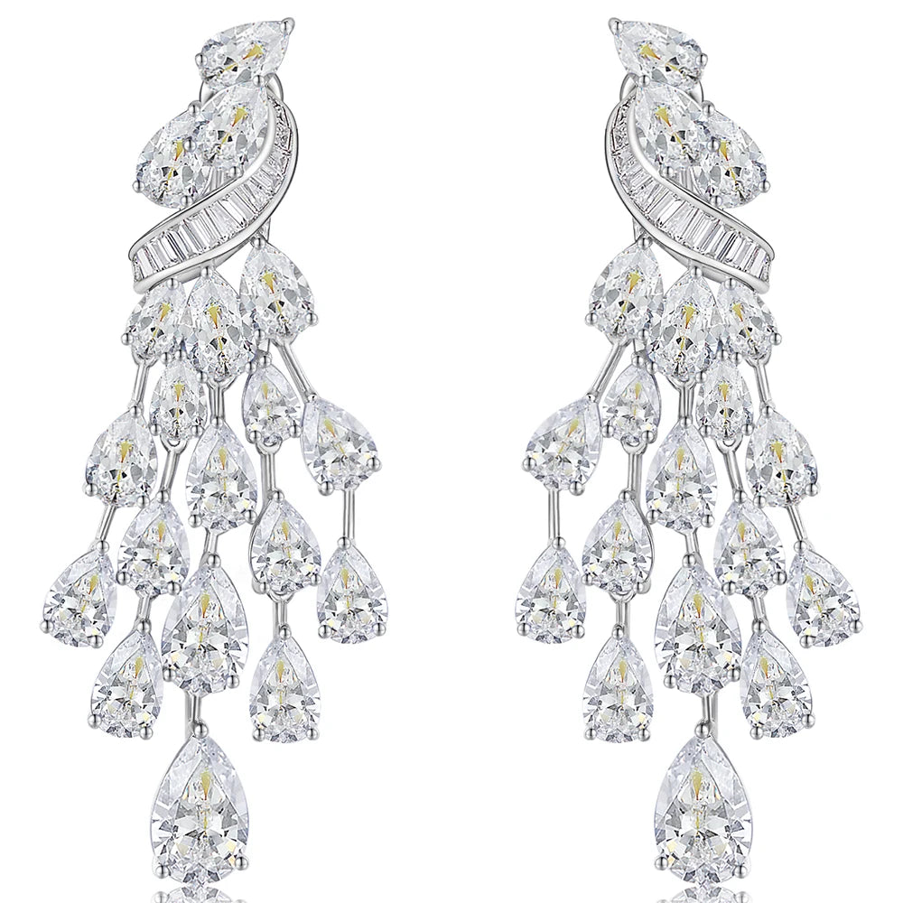 WUIHA Vintage 100% 925 Sterling Silver Lab Sapphire High Carbon Diamonds Wedding Engagement Drop Dangle Earrings Fine Jewelry