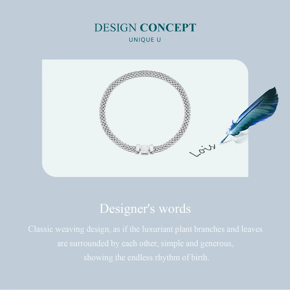 WOSTU 925 Sterling Silver European Simple Knitted Mesh Bracelets For Women Fashion Chain Luxury Wrist Jewelry Wedding Gift B124