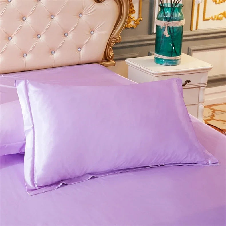 Luxury Silky Smooth Satin Pillowcase Solid Color Envelope Pillow Case Bedding Bedroom Sleep Pillowcover 48x74