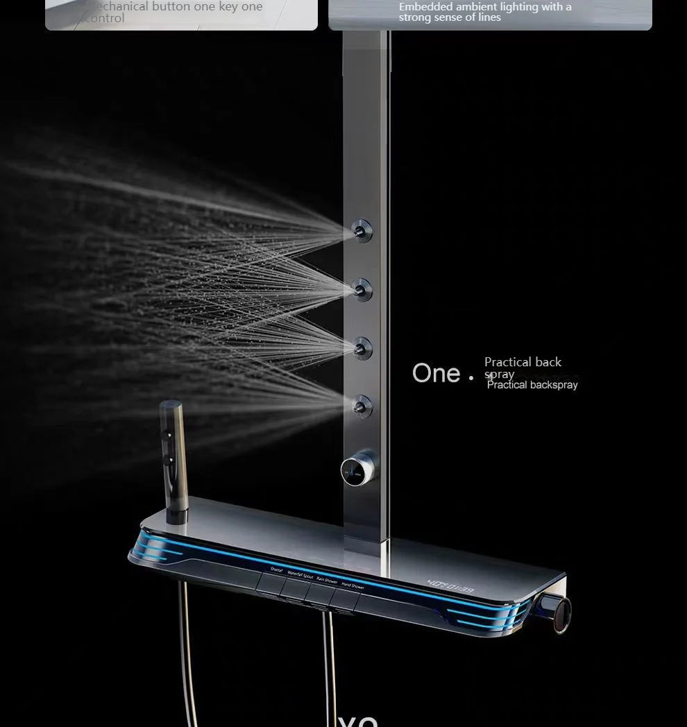 Digital Display Piano Key Waist Spray Shower Set Grey Shower System Set Bathroom Bath Booster Sprayer