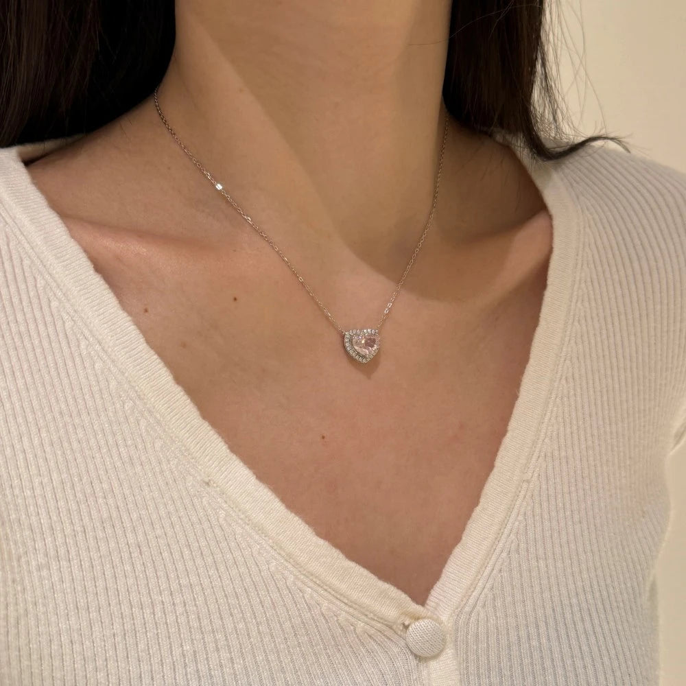 Wong Rain 925 Sterling Silver Heart Cut 8*10MM Lab Sapphire High Carbon Diamond Gems Pendant/Necklace/Earrings/Rings Jewelry Set