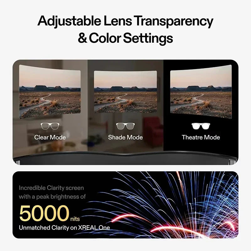 Xreal One AR Smart Glasses 3840X1080 Native 3DoF X1 Chip 50° FOV Ultra Large Viewing Angle Non Translation Glasses