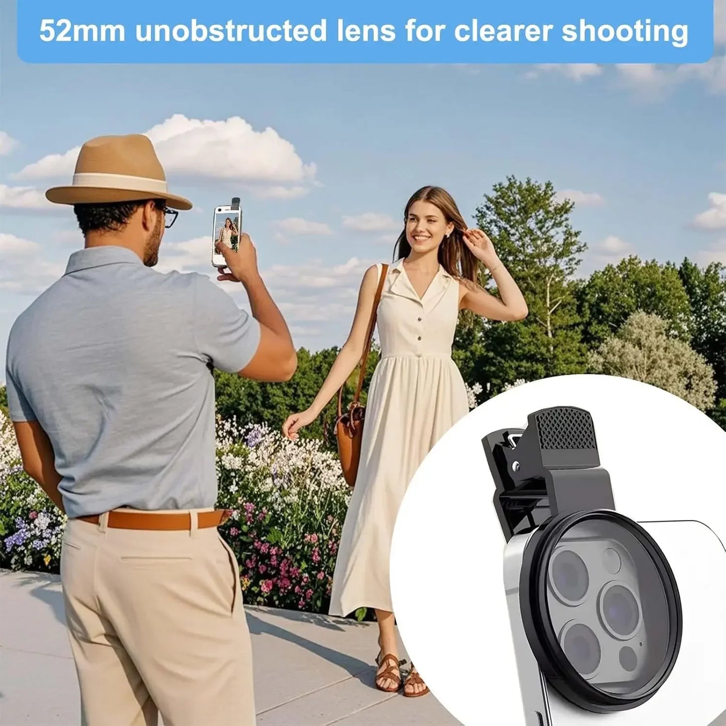 MINI 52mm Clip-on Phone Filter Holder Mount Camera Wide Filter Lens Polarizer Universal Portable CPL Filter Lens Kit for iPhone