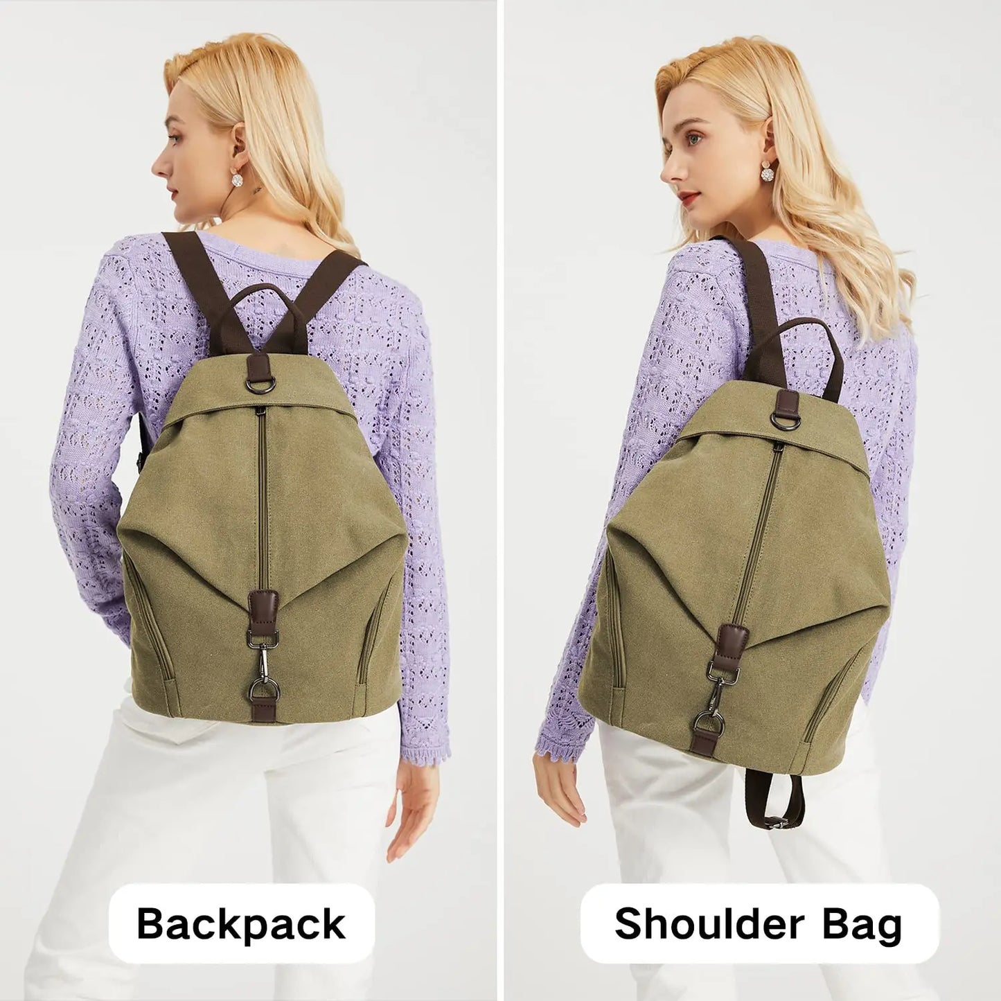 KONO Canvas Backpack WOMEN'S Vintage Daypack shoulder bag Large Shoulder Backpack travel bag for Travel Outdoor & School