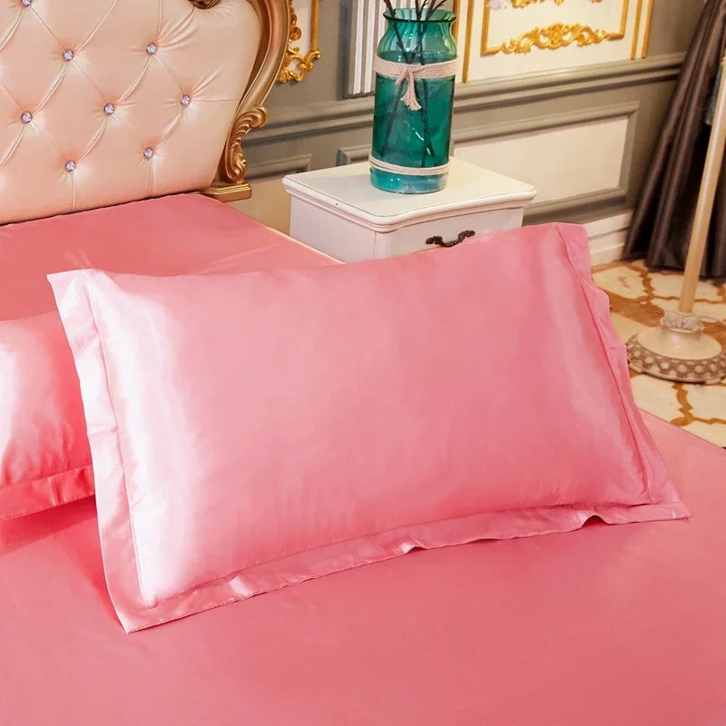 Luxury Silky Smooth Satin Pillowcase Solid Color Envelope Pillow Case Bedding Bedroom Sleep Pillowcover 48x74