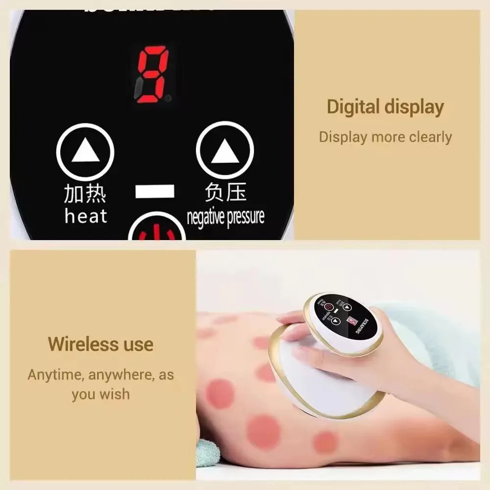 Electric Vacuum Cupping Massage Device LCD Display Heating Scraping Suction Cups Gua Sha Scraping Tool  Relieve Muscles Soreness