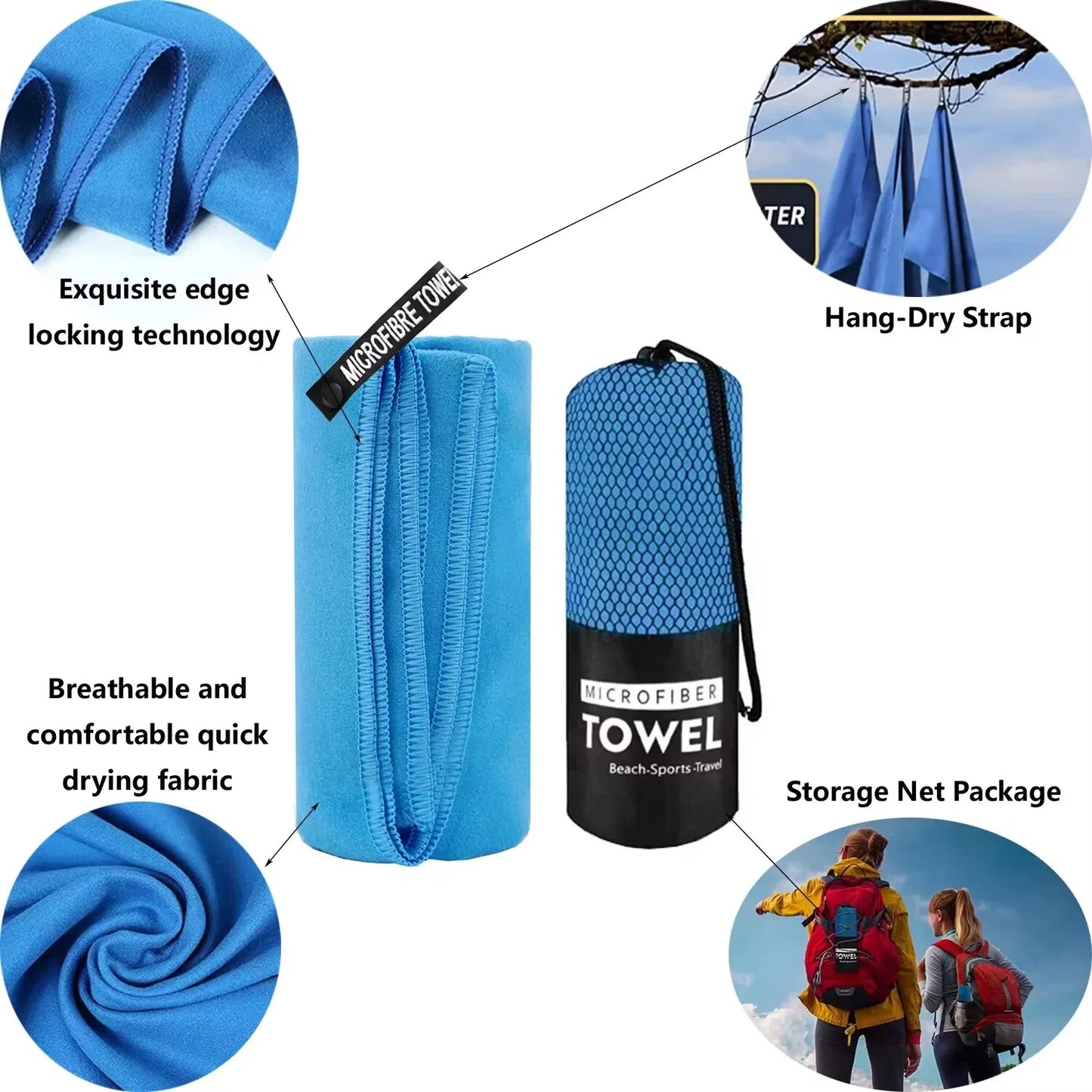 Quick-Drying Bath Towel 40x80/80x160CM Blue Grey Green Orange Strong Absorbent Microfiber Bathroom Washcloth Towels