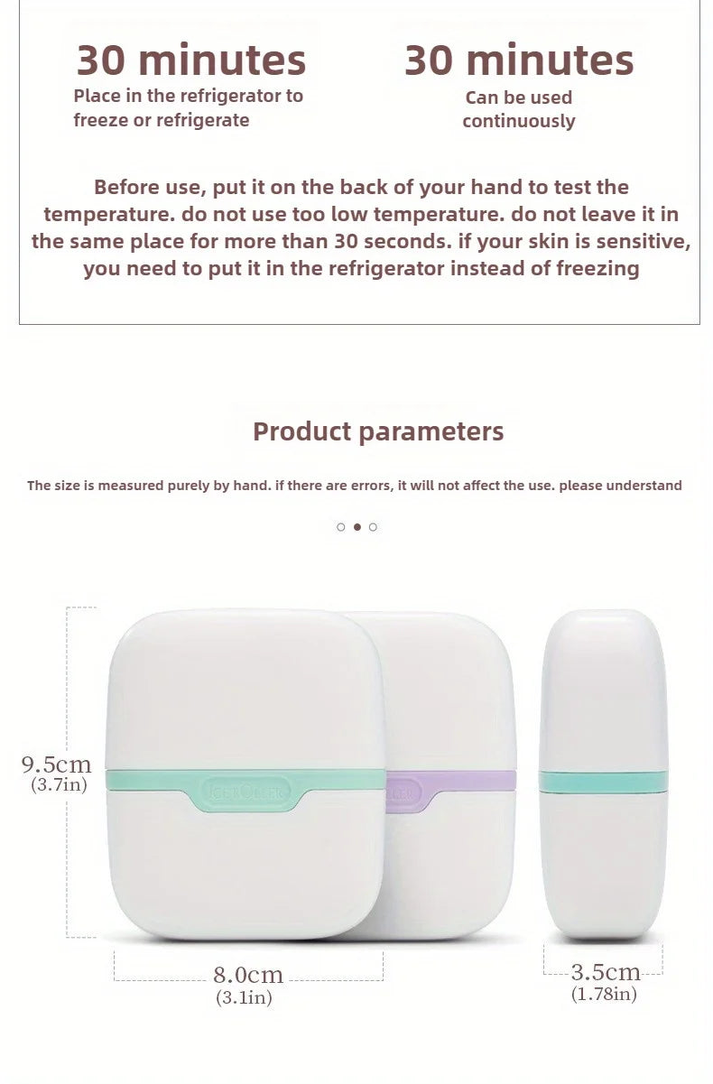 Double-headed ice roller, used for facial and head massage, made of resin material, non-electric skin care tool