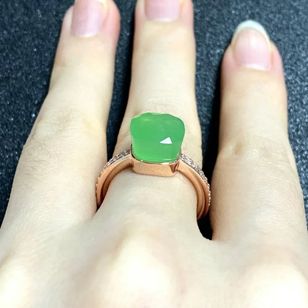 Ladies Square Candy Ring Slim Single Row Zircon Crystal Ring Platinum Plated Amethyst Jewelry Party Gift for Women