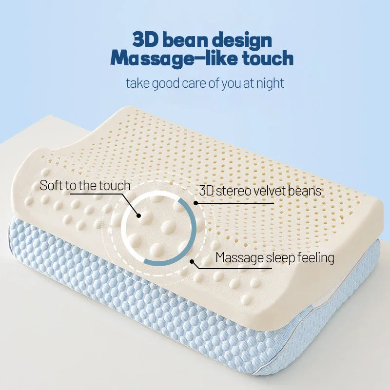 Natural Latex Pillow with Organic Cotton Cover Memory Adult Cervical Pillow Bed Pillow for Sleeping Neck Pain Relief Help