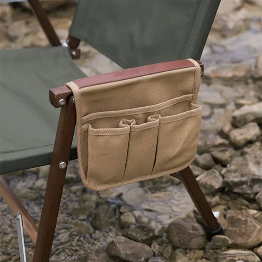 Camping Chair Armrest Storage Bag Canvas Folding Chair Organizer Side Pocket Pouch Bag For Outdoor Camping Picnic Fishing Bag