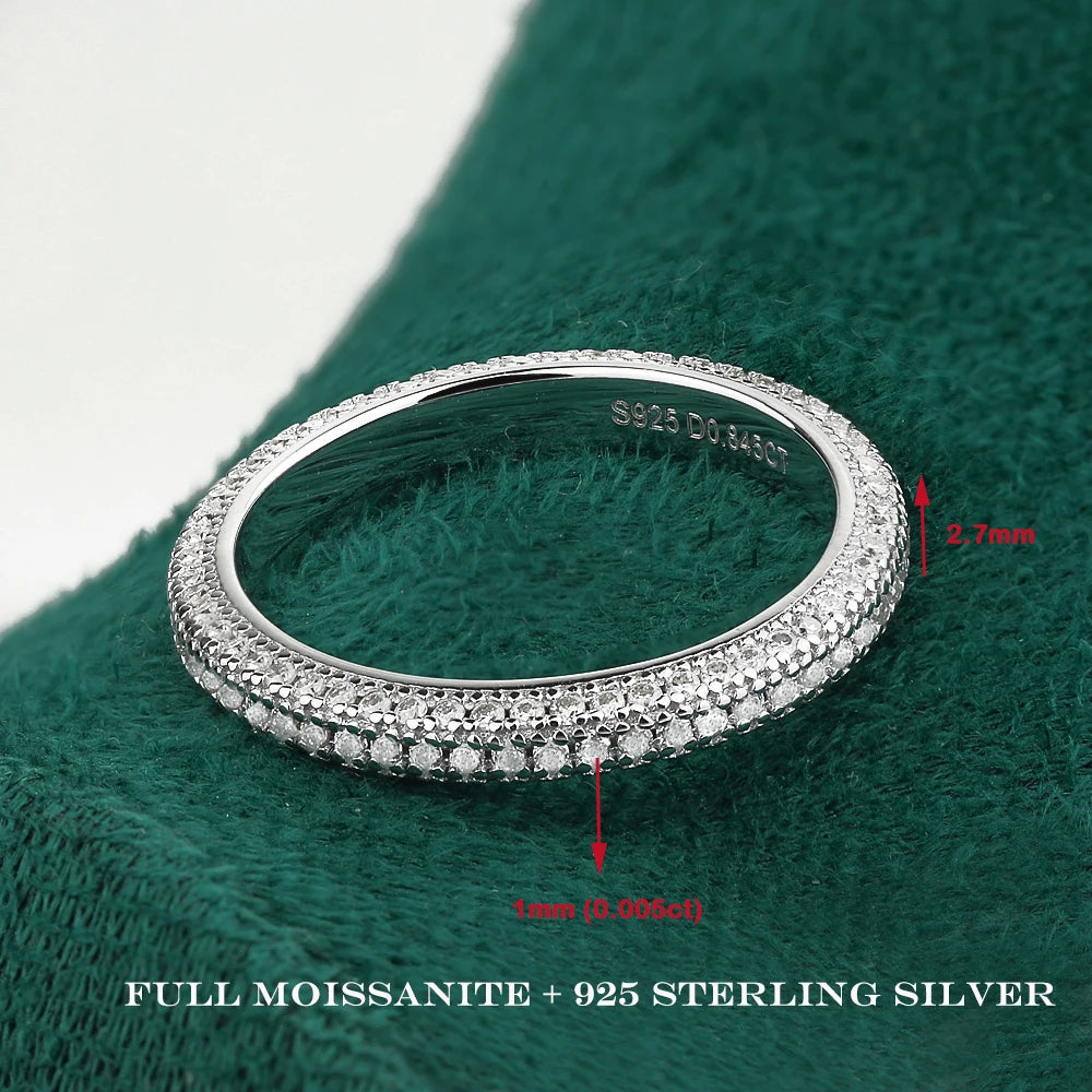 Full Eternity Moissanite Ring for Women Men Diamond Wedding Band Engagement Anniversary Gift in S925 Sterling Silver