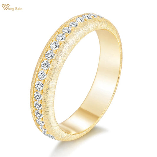Wong Rain Solid  925 Sterling Silver 3EX VVS1 D Color Real Moissanite Diamonds Gems Vintage Row Ring Fine Jewelry Band Wholesale
