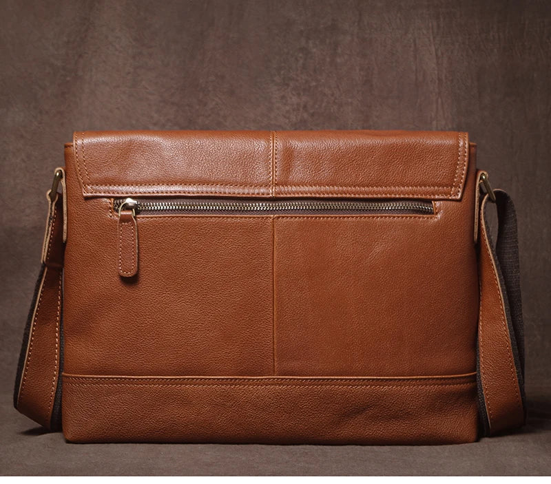 Luxury Design Genuine Leather Shoulder Bag Men's Business Briefcase Natural Cowhide Retro Crossbody Daily Commuter Messenger Bag