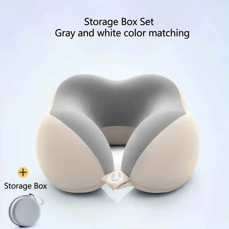 Ergonomic U Shaped Travel Pillow with Storage Bag Slow Rebound Neck Support for Airplane Office Car Machine Washable Soft