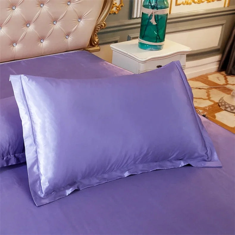 Luxury Silky Smooth Satin Pillowcase Solid Color Envelope Pillow Case Bedding Bedroom Sleep Pillowcover 48x74