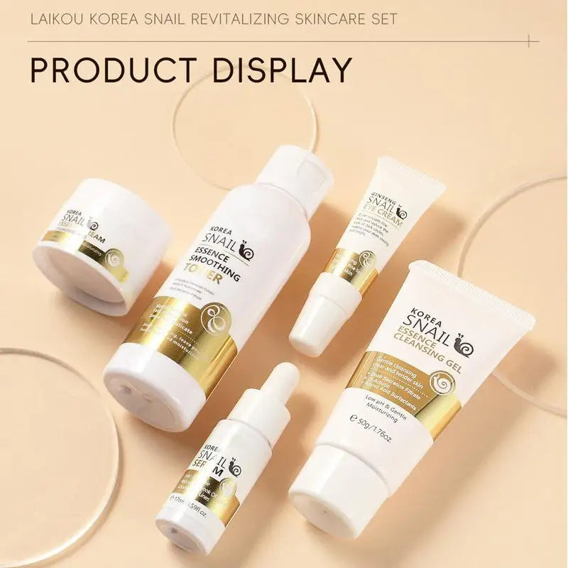 5pcs Snail Collagen Skin Care Kit Moisturising Snail Cleansing Gel, Softening Lotion, Snail Essence, Eye Cream, Snail cream
