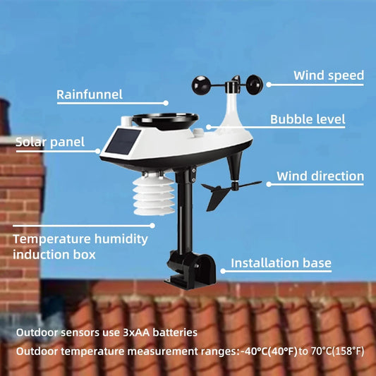 No wiring required Multifunctional Weather Station Temperature Humidity Wind Speed and Rainfall Detection Weather Forecast Clock