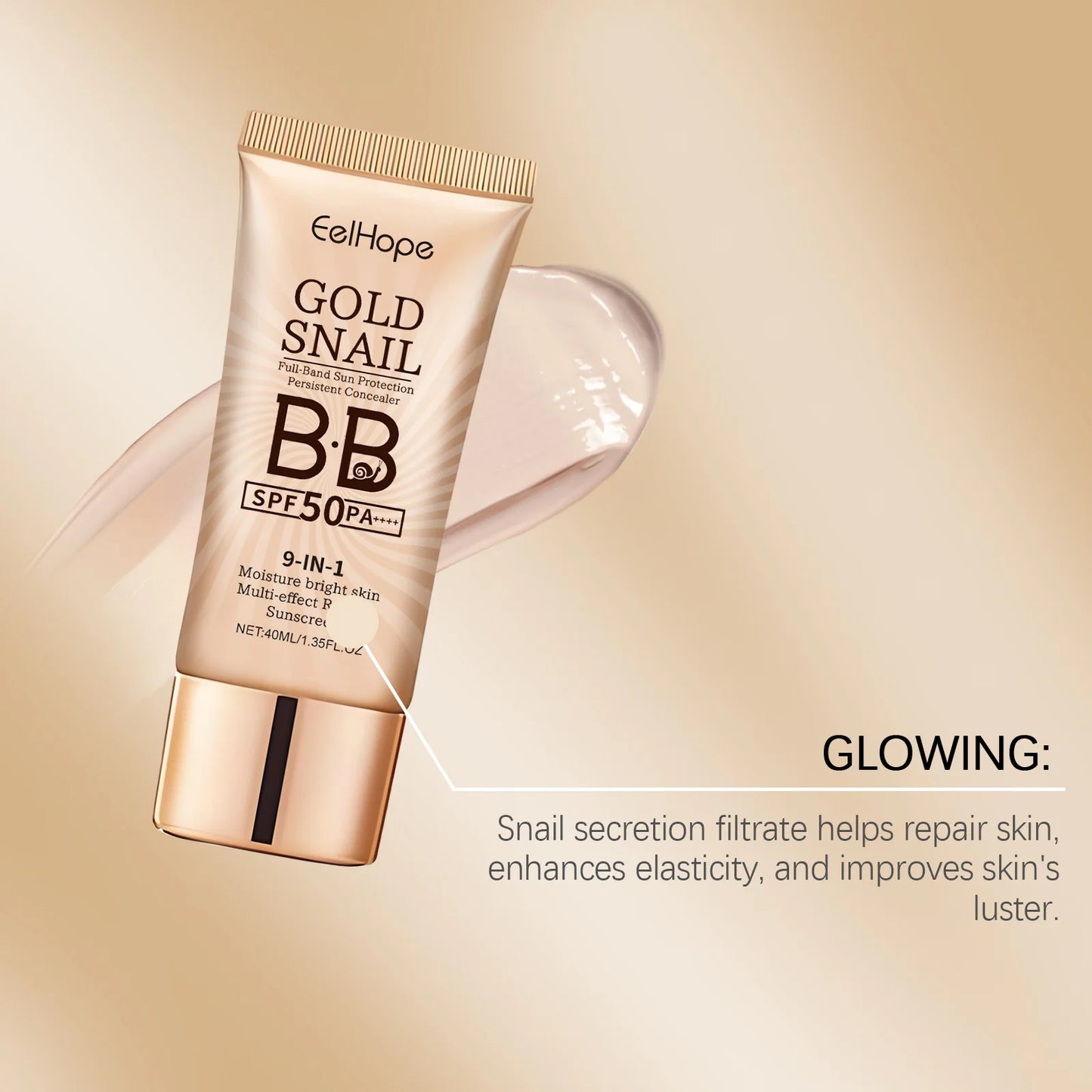 Gold Snail Sunscreen BB Cream SPF 50 Sun Block Makeup Moisturize Face Concealer Long-Lasting Isolation Lotion Concealer Cosmetic
