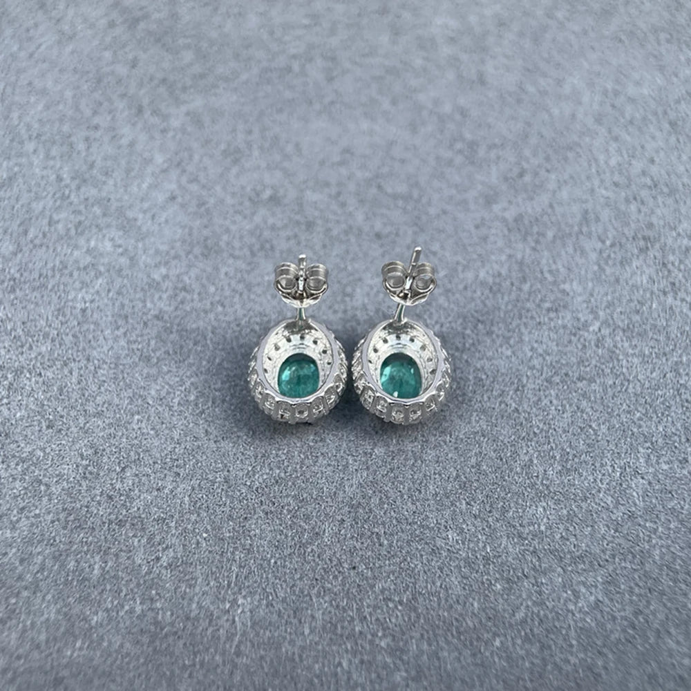 Wong Rain Solid 925 Sterling Silver Oval Cut 5*7MM Lab Sapphire Citrine Aquamarine Gem Ear Studs Earrings Fine Jewelry Wholesale