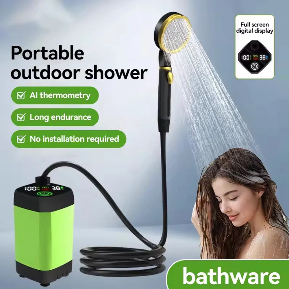 Portable Outdoor Rechargeable Electric Shower Pump USB Powered Waterproof for Outdoor Camping Beach Hiking Pet Bath Car Wash