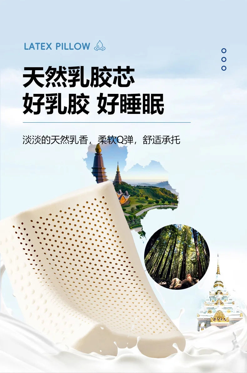 Natural Latex Pillow with Organic Cotton Cover Memory Adult Cervical Pillow Bed Pillow for Sleeping Neck Pain Relief Help