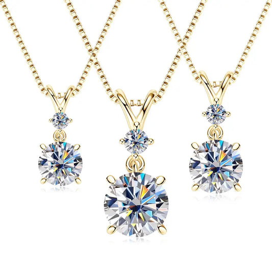 IOGOU 6.5mm/8mm/9mm D VVS1 All Moissanite Diamond Round Pendant Necklace for Women Engagement Luxury Sterling Silver 925 Jewelry