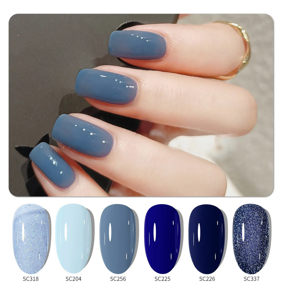 6pcs 7ml Cat Eye Gel Nail Polish Set, 6 Colors Pink Red Brown Green Blue Rose Nude Holographic Semi-permanent Gel Polish Kit top