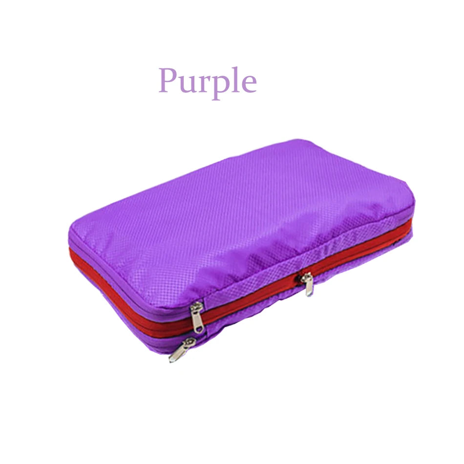 Nylon Travel Compression Packing Cubes Double Layer Portable Pouch  Zipper Waterproof Storage Bags for Clothing Shoes Suitcases