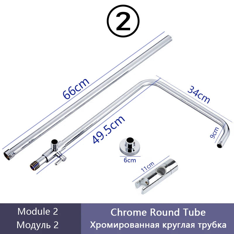 DIY Shower Set Bathroom Shower System Wall Mounted Bathtub Shower Faucet Gray Black Golden White Digital LED Temperature Shower