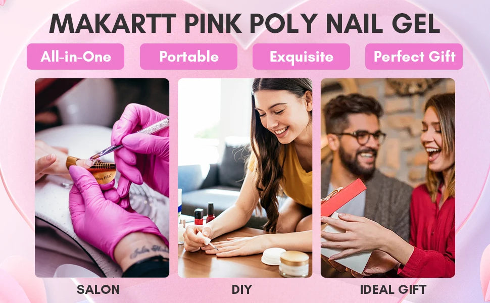 Makartt HEMA-Free Poly Nail Extension Gel 50ml, Hybrid Acrygel Builder Multi-Color, Long-Lasting French Manicure DIY Nail Art