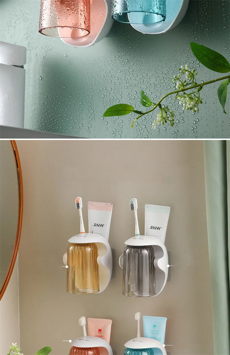Cartoon Toothpaste Dispenser Automatic Toothpaste Squeezer New Wall-Mount Holder Toothbrush Rack Bathroom Washroom  Accessories