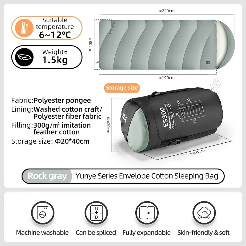 Qunature Sleeping Bag Outdoor Camping Warm Portable Household Cold-Resistant Single Person Splicing Quilt Camping Equipment