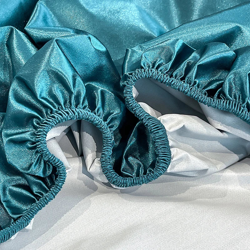 Summer Satin Waterproof Couple bed Fitted Sheet Double bed sheets Mattress Cover Bed linen protector single Queen NO Pillowcase