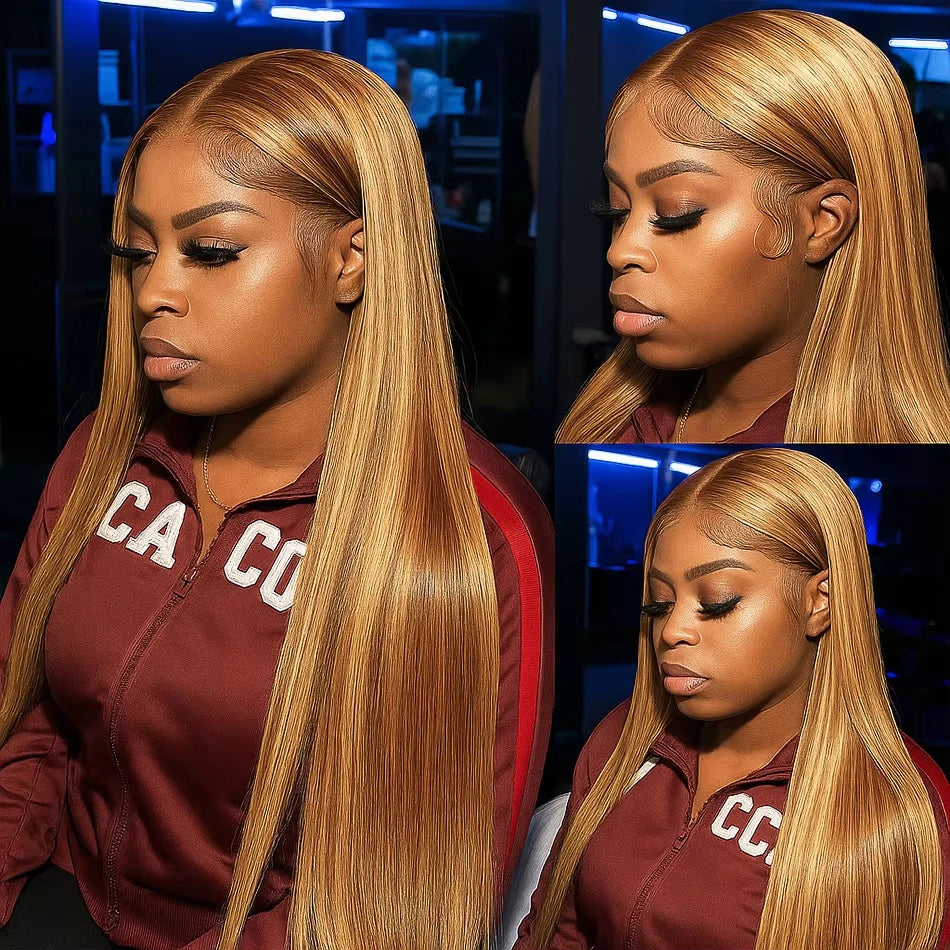 200% Highlight Wig Human Hair 13x4 Straight Lace Front Human Hair Wigs PrePlucked 4/27 Colored Brazilian Hd Lace Frontal Wig